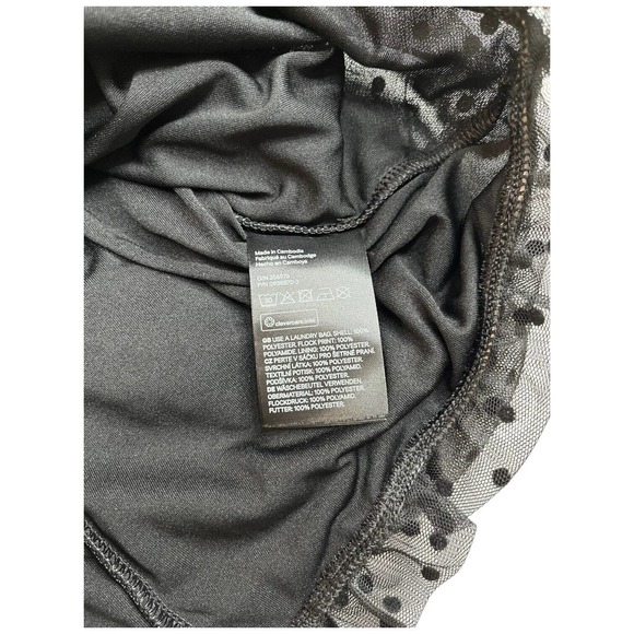 Divided H & M Ruched Gathered Polka Dot Mesh Party Cocktail Dress Black M - Picture 12 of 12